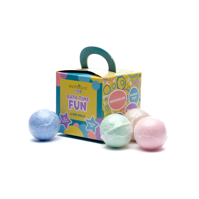 Earthbound Kidz - Fruity Bath Time Fun - Fizz Ball Set with Sponge Toy inside each Fizz Bomb